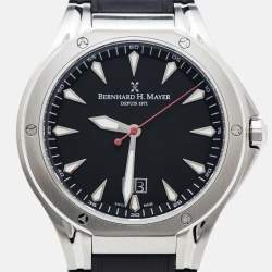 Bernhard H. Mayer Black Stainless Steel Rubber Le Classique BH33P/CW Men's Wristwatch 42 mm