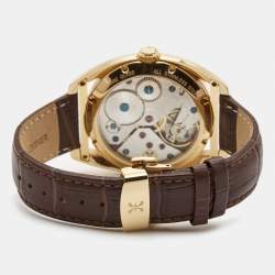 Bernhard H.Mayer Silver Rose Gold PVD Plated Stainless Steel Leather Mecanique BH30/CWR Men's Wristwatch 44 mm