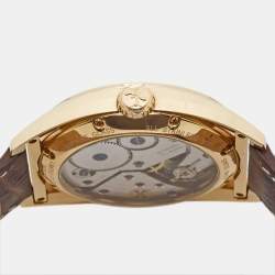 Bernhard H.Mayer Silver Rose Gold PVD Plated Stainless Steel Leather Mecanique BH30/CWR Men's Wristwatch 44 mm
