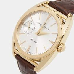 Bernhard H.Mayer Silver Rose Gold PVD Plated Stainless Steel Leather Mecanique BH30/CWR Men's Wristwatch 44 mm