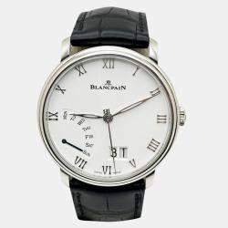 Pre Owned Blancpain Villeret Grande Date Jour Retrograde 6668-1127 Automatic White Stainless Steel Men's Wristwatch 40 mm