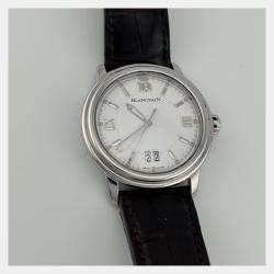 Pre Owned Blancpain Leman Ultra Slim Big Date 2150-1127-53 Automatic White Stainless Steel Men's Wristwatch 38 mm