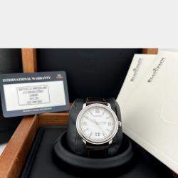 Pre Owned Blancpain Leman Ultra Slim Big Date 2150-1127-53 Automatic White Stainless Steel Men's Wristwatch 38 mm