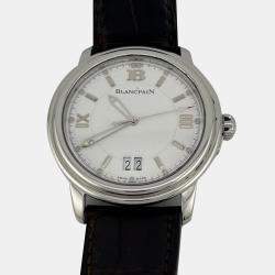 Pre Owned Blancpain Leman Ultra Slim Big Date 2150-1127-53 Automatic White Stainless Steel Men's Wristwatch 38 mm