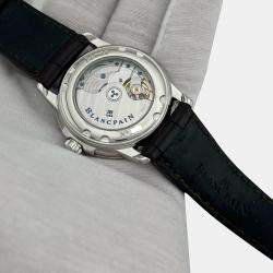 Pre Owned Blancpain Leman Ultra Slim Big Date 2150-1127-53 Automatic White Stainless Steel Men's Wristwatch 38 mm