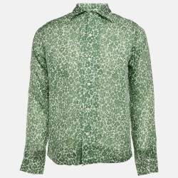 Bode Green Print Rayon Full Sleeve Shirt S/M