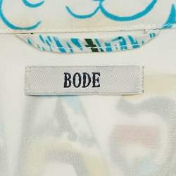 Bode Blue/White Niagara Falls Print Silk Shirt S/M