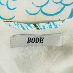 Bode Blue/White Niagara Falls Print Silk Shirt S/M