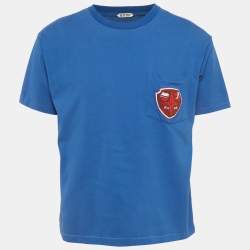 مملوكة مسبقًا Bode Blue Cotton Knit Crest T-Shirt S