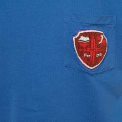 Pre Owned Bode Blue Cotton Knit Crest T-Shirt S