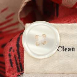 Pre Owned قميص بودي أمامي بأزرار حريري ملون مطبوع مقاس كبير - لارج