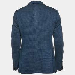 Pre Owned Boggi Milano Blue Herringbone Wool Blend Blazer M