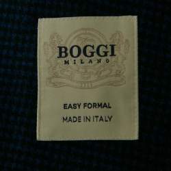 Pre Owned Boggi Milano Blue Herringbone Wool Blend Blazer M