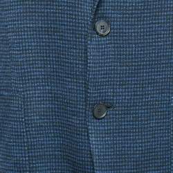 Pre Owned Boggi Milano Blue Herringbone Wool Blend Blazer M