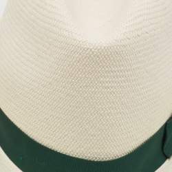 Borsalino White Straw Ribbon Detail Cappelli Hat Size 57