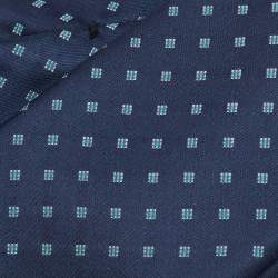 Pre Owned Boss By Hugo Boss Navy Blue Patterned Silk Satin Tie