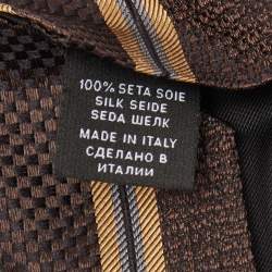 Pre Owned Boss By Hugo Boss Brown Diagonal Stripe Textured Silk Tie