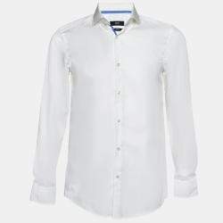 مملوكة مسبقًا Boss By Hugo Boss White Cotton Buttoned Up Shirt S