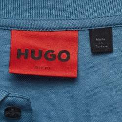 Pre Owned Boss By Hugo Boss Blue Cotton Jersey Slim Fit Polo T-Shirt L