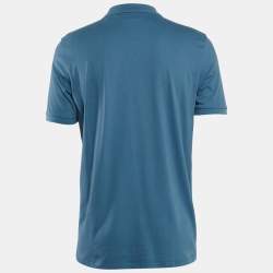 Pre Owned Boss By Hugo Boss Blue Cotton Jersey Slim Fit Polo T-Shirt L