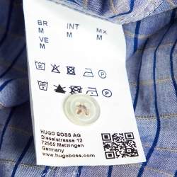 Pre Owned Boss By Hugo Boss Blue Checked Cotton Button Front Shirt M