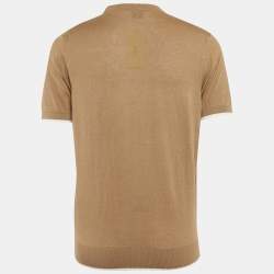 Pre Owned Boss By Hugo Boss Brown Linen Blend Knit Crew Neck T-Shirt S