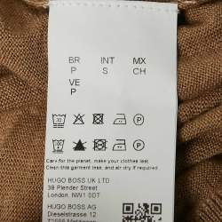 Pre Owned Boss By Hugo Boss Brown Linen Blend Knit Crew Neck T-Shirt S