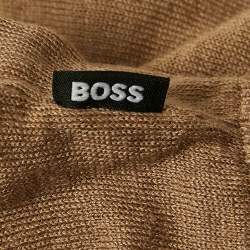 Pre Owned Boss By Hugo Boss Brown Linen Blend Knit Crew Neck T-Shirt S