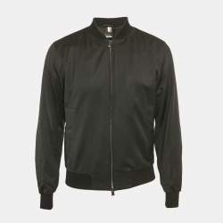 Pre Owned Boss By Hugo Boss Black Wool Gabardine Zip-Up Jacket S