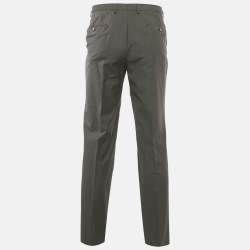 Pre Owned بنطلون بوس باي هوغو بوس صوفي رمادي داكن لينون ١ مقاس كبير جداً