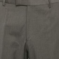 Pre Owned بنطلون بوس باي هوغو بوس صوفي رمادي داكن لينون ١ مقاس كبير جداً