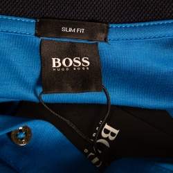 Pre Owned Boss By Hugo Boss Blue Cotton Slim Fit Polo T-Shirt S