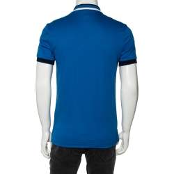 Pre Owned Boss By Hugo Boss Blue Cotton Slim Fit Polo T-Shirt S