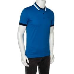 Pre Owned Boss By Hugo Boss Blue Cotton Slim Fit Polo T-Shirt S