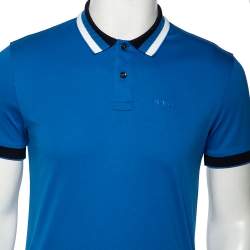 Pre Owned Boss By Hugo Boss Blue Cotton Slim Fit Polo T-Shirt S