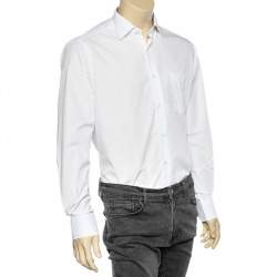 Pre Owned قميص بوس باي هوغو بوس قطن أبيض بأزرار أمامية مقاس متوسط - ميديوم