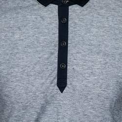Pre Owned Boss By Hugo Boss Bluish Grey Cotton Knit Polo T-Shirt S