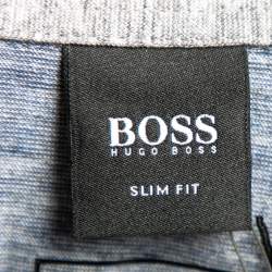 Pre Owned Boss By Hugo Boss Bluish Grey Cotton Knit Polo T-Shirt S