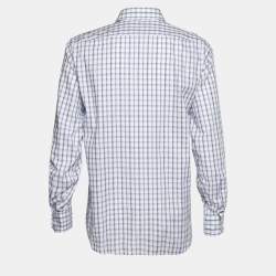 Pre Owned Boss By Hugo Boss Blue & White Checked Cotton Gordon Regular Fit Shirt 4XL