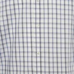 Pre Owned Boss By Hugo Boss Blue & White Checked Cotton Gordon Regular Fit Shirt 4XL