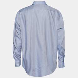 Pre Owned Boss By Hugo Boss Blue Printed Cotton Button Front Shirt XXXL