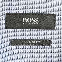 Pre Owned Boss By Hugo Boss Blue Printed Cotton Button Front Shirt XXXL