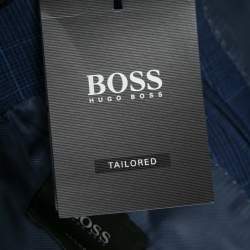 مملوكة مسبقًا Boss By Hugo Boss Blue Plaid Wool T-Harvers5/Glover3 Slim Fit Suit XL