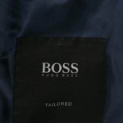 مملوكة مسبقًا Boss By Hugo Boss Blue Plaid Wool T-Harvers5/Glover3 Slim Fit Suit XL
