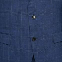 مملوكة مسبقًا Boss By Hugo Boss Blue Plaid Wool T-Harvers5/Glover3 Slim Fit Suit XL
