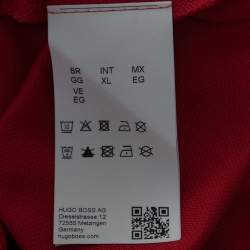 Pre Owned Boss By Hugo Boss Red Cotton Logo Embroidered Polo T-Shirt XL