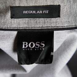 Pre Owned Boss by Hugo Boss Grey Cotton Long Sleeve Polo T shirt XXL