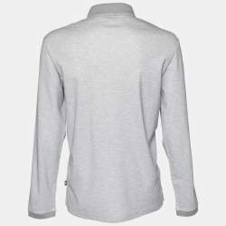 Pre Owned Boss by Hugo Boss Grey Cotton Long Sleeve Polo T shirt XXL