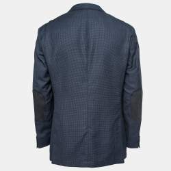 مملوكة مسبقًا Boss By Hugo Boss Navy Blue Textured Wool Single Breasted Blazer XL
