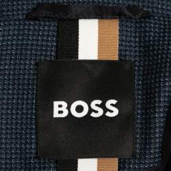 مملوكة مسبقًا Boss By Hugo Boss Navy Blue Textured Wool Single Breasted Blazer XL